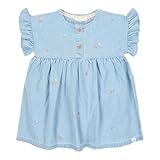Little Dutch Kinder Kleid kurzärmlig - für Mädchen - Jeanskleid - mit Rüschen und Blumenmuster - Fairy Garden - Denim - blau (Gr. 92)