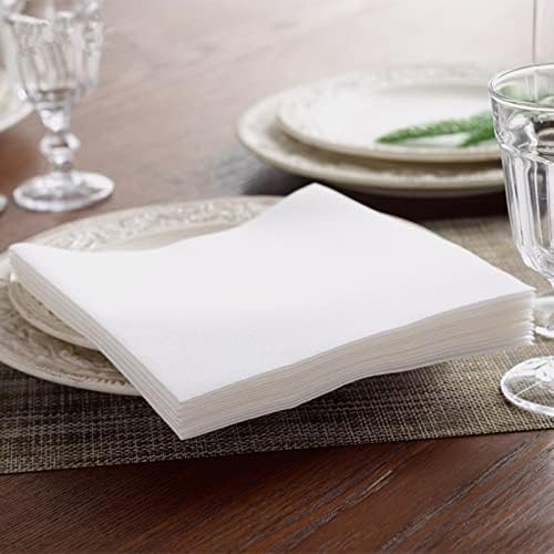 DADAWU Airlaid Napkins Paper, Disposable Napkins Linen Feel, Cloth-Like Decoration Serviettes, Eco Napkins for Wedding, Party, Birthday, Dinner Christmas, 40 x 40cm, Pack of 50 (White)