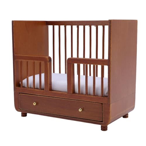 Generic Generic Muebles de Casa de Muñecas a Escala 1:12, Cuna en Miniatura para Casa de Muñecas, Juguete Decorativo de Madera de Abedul para Coleccionistas de Casas de