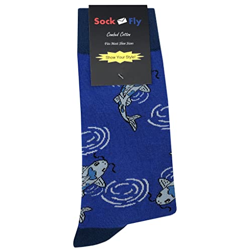 Koi Dress Socks Funny Novelty Crazy Fun Design Men Size 8-12 Cotton Casual Crew Colorful Funky Fancy Socks Gift for Men4