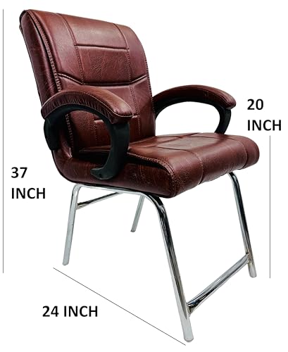 Image of Special Director Principal Office Visitor Study Chair with arm Rest and Cushioned seat Back, Chair Without Wheels, Holds Upto 125 kg (4, Tan, H Frame)