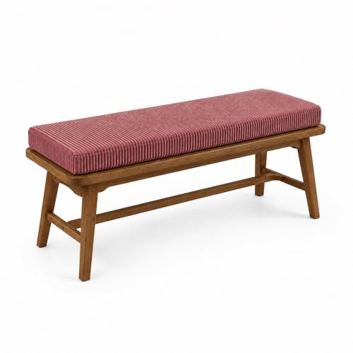 AEHO Coussin Banquette en Velours Côtelé, Galette de Banc Matelas 5cm Mousse 50D avec Base Antidérapante et 2 Attaches, pour Décoration Fenêtre en...