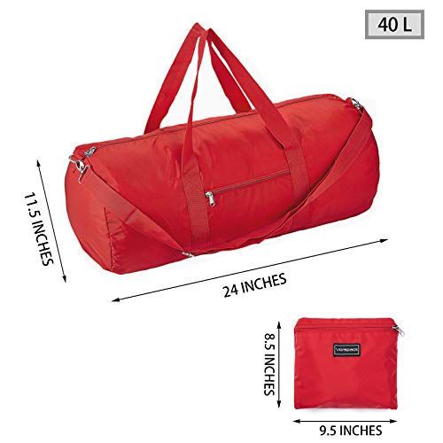 Vorspack Duffel Bag 24 Inches Foldable Lightweight Gym Bag with Inner Pocket for Travel Sports - Red
