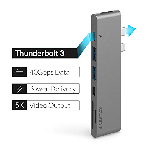 LENTION USB C Portable Hub with 100W Power Delivery, 40Gbps USB C Data Adapter, 4K HDMI, 2 USB 3.0, SD/Micro SD Card Reader Compatible 2016-2020 MacBook Pro 13/15/16, New Mac Air (CB-CS63, Space Gray) - Thumbnail 3