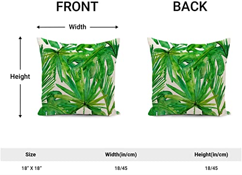 Green Outdoor Cushion Cover Waterproof Tropical Palm Leaves Plant Double Sided Printing Throw Pillow Cover Garden Decor Home Decorate for Livingroom Couch Patio Furniture Sofa 18"x18"(45x45cm) - Image 3