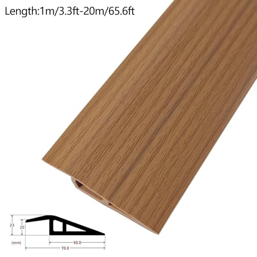 Striscia di Transizione autoadesiva per Pavimenti, divisorio in PVC per Bordatura da Moquette a Piastrelle, rampa per soglia Porta in Rovere Giallo, 2 m/6,56 Piedi, Soluzione per Pavimenti