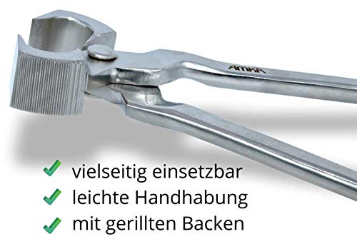 AMKA Hufzange 14 - Hufeisen/Abnehmzange mit gerippter Außenseite Horse Shoe Pull off Pincher