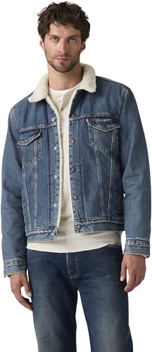 Levi’s Homme Veste denim Type III Sherpa Trucker doublée, Regular Fit, Bleu (In The Morning Sherp), L
