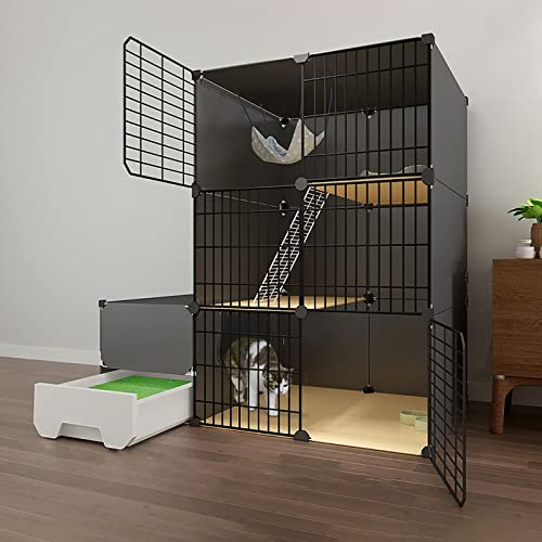 猫のケージ - 大きな猫の猫猫屋内大猫の猫猫犬小屋猫猫猫ハンモックペットプレイペン小動物ケージ - 小動物、子犬、子猫用、バニー用(サイズ:111x49x1111cm(1)) FANDIAO