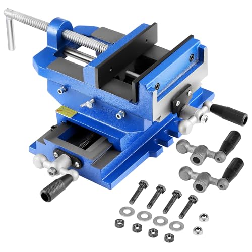 Image of VEVOR Cross Slide Drill Press Vise, 4 Inch Jaw Width, 2 Way X-Y Axis Bench Vise, 3.5 Inch Max Jaw Opening, Heavy Duty Cast Iron, Workbench Vice Clamp, for Woodworking Drilling CNC Milling Machine