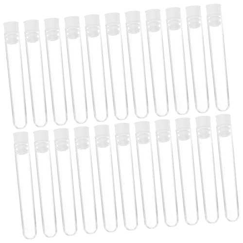 DECOMELODY 50個 入り透明プラスチック製試験管 蓋付き 漏れ防止密封 小型収納用 向け科学実験 誕生日パーティー用多目的ケース