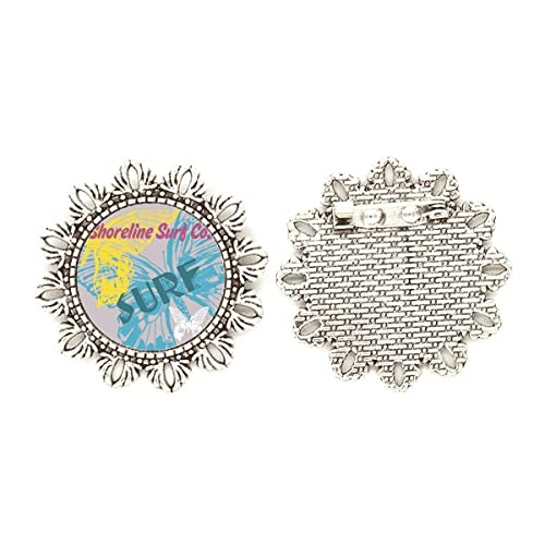 Broche de flores plateadas Summer Shoreline Surf medium accesorio floral de plata para solapa