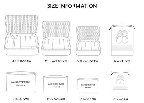 Vicloon Packing Cubes, 8 PCS Travel Organiser Bags Luggage Organizers with Shoe Bag for Clothes Suitcase Shoes (Blue) - Image 5