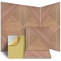 Focusound 8 Pack Acoustic Wall Panels 23.62"x23.62", Art Sound Absorbing Panels with Self-Adhesive Backing, Decorative Wood Acoustic Panels for Home Theater, Studio, Office & Living Room.