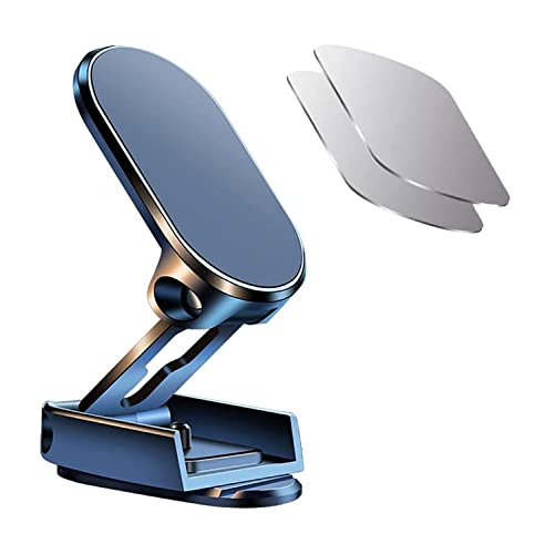 Support Magnetique Téléphone Voiture Multifonction métal Aimant Téléphone Voiture base pliable 360° Universel Porte Portable Voiture pour tableau de bord Compatible avec Pour tous les Smartphones