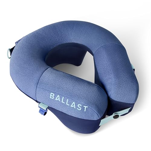 Ballast Pro Beach & Travel Pillow – Inflatable Neck Pillow for Airplanes, Beach & Pool, Compact and Water-Resistant (Ocean Blue)