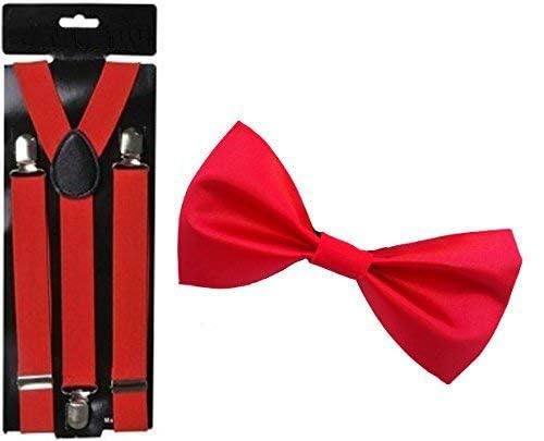 UNIQ WORLD WIDE Men's suspender with neck bow tie(combo)(Susbow004) (RED) 1