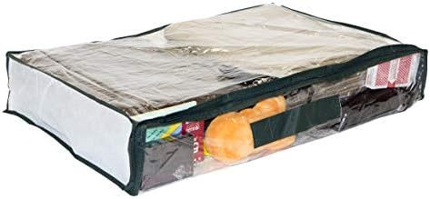 5-Pack Clear Vinyl Zippered Storage Bags 24 x 16 x 4 Inch with Dark Green Trim, 11 x 14.5 Insert Pocket and Handle