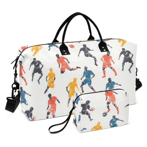 Large Travel Duffel Bag Sports Tote Gym Bag Overnight Weekender Bags Soccer Football Sport Carry On Luggage with Toiletry Bags