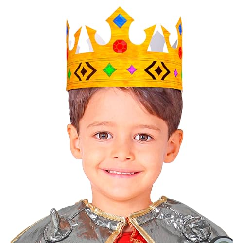 W WIDMANN MILANO Party Fashion 01518 – Kronen aus Pappe für Kinder zum Basteln, bemalen, Dekorieren für Kindergeburstag und Karneval. 6 Stück, in 3 verschiedene Modelle