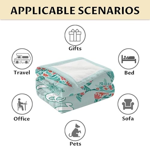 Mercuryelf Horse Blanket Gift - 30x40 Inches Trendy Throw Blankets for Girls - Mint Green Soft, Fuzzy & Warm Throws for Lap, Crib