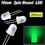 50pcs x green 10mm Round Diffused LED Light 2pin 10mm Diffused LED 9k MCD Green