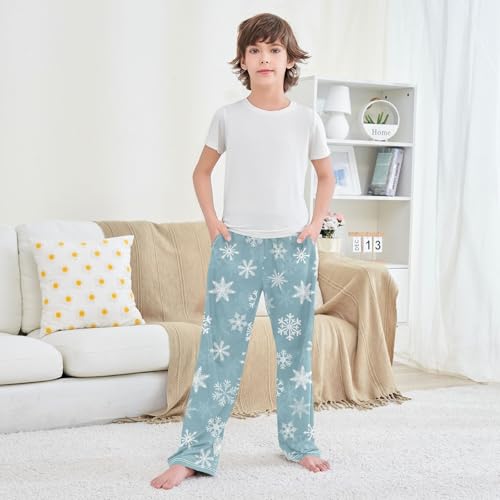 Boys' Pants Winter Snowflake Christmas Long Bottoms Jogger Pants Elastic Waist Trousers with Pockets S-XL3