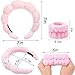 Zkptops Spa Headband for Washing Face Wristband Sponge Makeup Skincare Headband Terry Cloth Bubble Soft Get Ready Hairband for Women Girl Puffy Padded Headwear Non Slip Thick Hair Accessory(Pink)