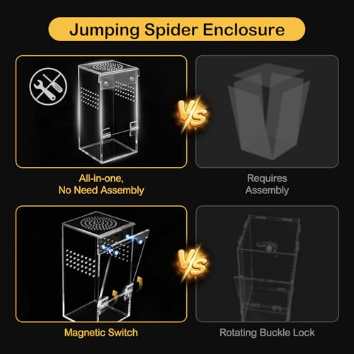 Image of Jumping Spider Enclosure Starter Kit,Escape Proof Ocean Terrarium | Praying Mantis Terrariums,Transparent Acrylic Complete Bug Habitat,All In One Arboreal Tarantula Cribs Cage,Insect Container