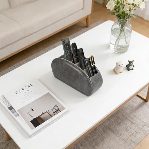 Fernbedienungshalter, Fernbedienung Halterung mit 5 Fächern, Fernbedienung Aufbewahrung für TV-Receiver, Handy und Zubehör, Aufbewahrung für Sofa, Wohnzimmer und Schreibtisch – Bild 3