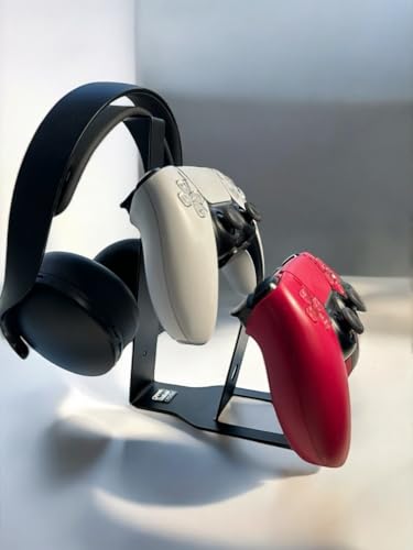 Siyah Metal Duvar Tipi Stand; PS4, PS5 ve Xbox Kumandası ile Kulaklık için