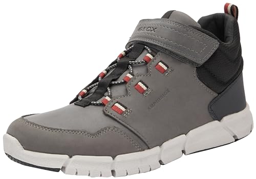 Geox J Flexyper Boy B Abx Ankle Boot, Grey/DK RED, 30 EU