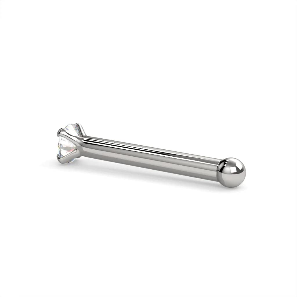 FreshTrends Nasen-Piercing Stecker - Weißgold 14 kt - Diamant 1,5 mm (0,015 ct gesamt) - Ø 20-16 G (0,81-1,2 mm) - 18 G (1 mm) - SI1 Gut