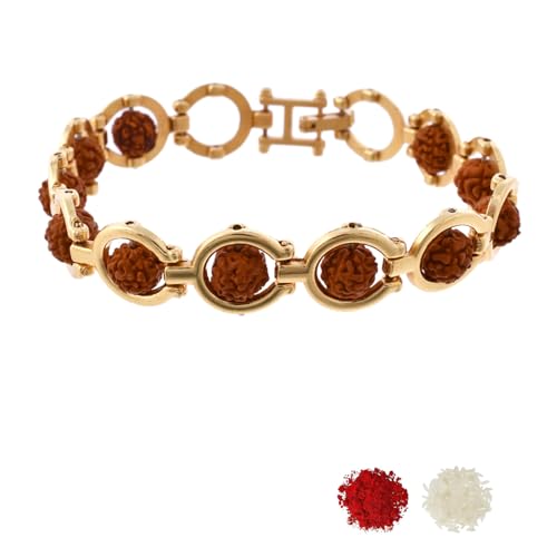 Image of VOYLLA Rudraksha Beads Bracelet Style Rakhi with Roli Chawal Pack -Rakhi For Brother