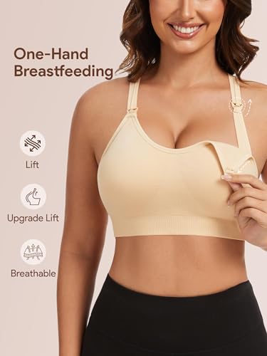 Image of Angelhood Nursing Bras for Breastfeeding, Criss-Cross Back Nursing Sports Bra, Low Impac Support Yoga Maternity Bras