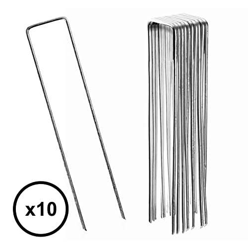 Flandria 10 Heftklammern zur Befestigung von Mulch, verzinkter Stahl, Ø 3 mm, H 17 cm, L 3,5 cm – Erdspieß zum Befestigen von Gartenwänden, Rohren, Mulchen