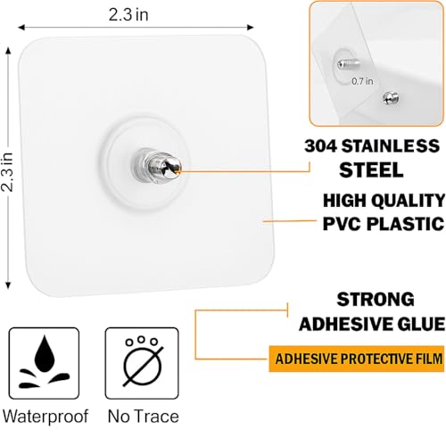 Image of SIGNAMIO 20 Pcs Screw Hooks for Wall Heavy Items - Self Adhesive Wall Hook, Nail Free, No-Drill Installation, Waterproof Screws Wall Hooks for Hanging, Durable ABS Material,