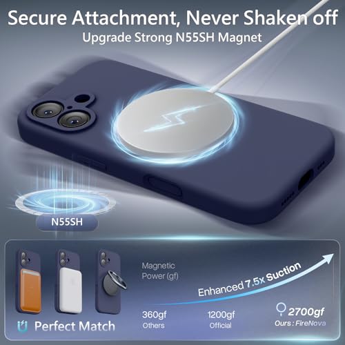 Image of FireNova Magnetic for iPhone 17 Case, Compatible with MagSafe, [Integrated Silicone Camera Control Button] [Camera Protection] Anti-Scratch Microfiber Lining Phone Case, 6.3 inch, Navy Blue