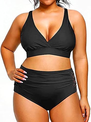 Yonique High Waisted Plus Size Two Piece Bikini #TOP5