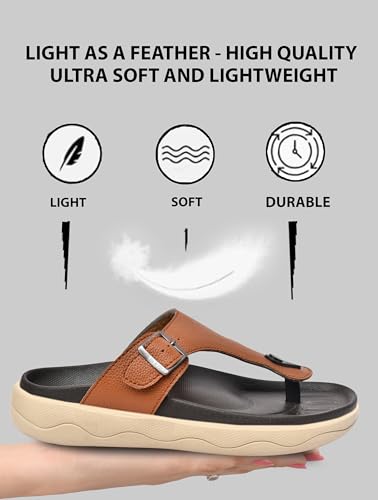 Image of HEALTH FIT Extra Soft Premium Classic Cushion Sliders /with Adjustable Buckle Strap & Light Weight Anti-SkidWaterproof Luxurious Slippers for Men's HF121