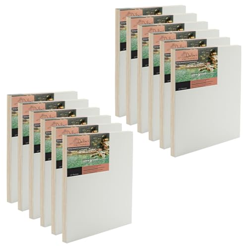 Da Vinci Pro Ultra Smooth Wood Canvas Gesso Board - 3/4 Deep 3x3 Pack of 12 White Acrylic Polymer Gesso Panels for Painting Fine Portraits and Ultra Fine Detail Illustrations and Artwork