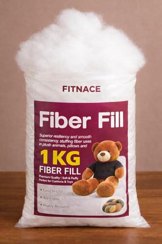 Image of Soft Fiber 1kg | Racron Polyester Fibre 1 Kg Synthetic Cotton Filling for Cushion, Pillow, Teddy Bear, Toy Stuffing (1000gm)
