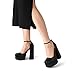 DREAM PAIRS Women’s High Chunky Platform Closed Toe Block Heels Square Toe Ankle Strap Dress Wedding Party Pumps Shoes Aurelia,Size 8,Black-Rhinestone,SDPU2319W-1