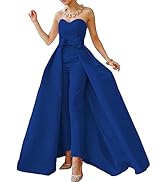 jumpsuit evening dress with detachable skirt Satin Sweetheart Sky Blue A-line Long Prom Dresses with 3D Floral Appl –  Musebridals main image 1