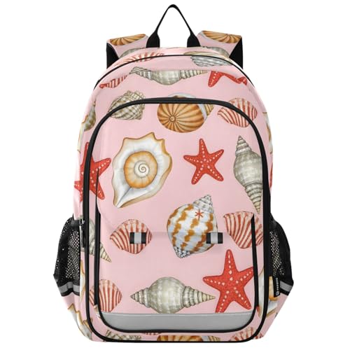 Sac à dos ordinateur enfants conque étoile de mer rose pour l'école primaire