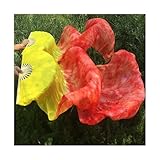 DUANGYMM Velos de Abanico for Danza del Vientre for Mujer, abanicos Seda Natural teñidos con Corbata, Accesorios Baile 180cm Largo(As The picture-20,XL)