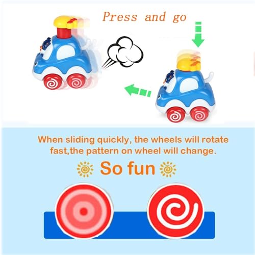 Amy&Benton Baby Toy Cars for 1 2 Year Old Toddler Cartoon Wind up Cars for Boys Birthday Gift Toys - Thumbnail 4