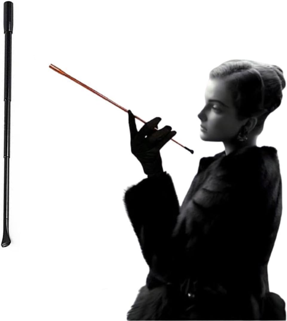 Audrey Style Vintage Extendable Cigarette Holder,Vintage Metal Long Cigarette Hlder,Long Old-Fashioned Cigarette Holder for Costume Cosplay,Inspired by BAT's(Black)