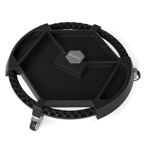 COSTWAY Plateau Outils Roulant, Porte-Outils avec 3 roulettes Pivotantes 360° et 4 Compartiments, Poignées Pratiques, Léger pour Garage, Atelier, DIY, Charge 13,5 KG