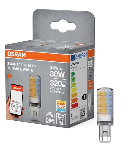 OSRAM Lampada LED SMART+ WiFi SPECIAL PIN CL 30 con attacco G9 retrofit, 3,5W, 320lm, 2700K-6500K, luce bianca regolabile, dimmerabile, lunga durata, facile installazione, controllo tramite app